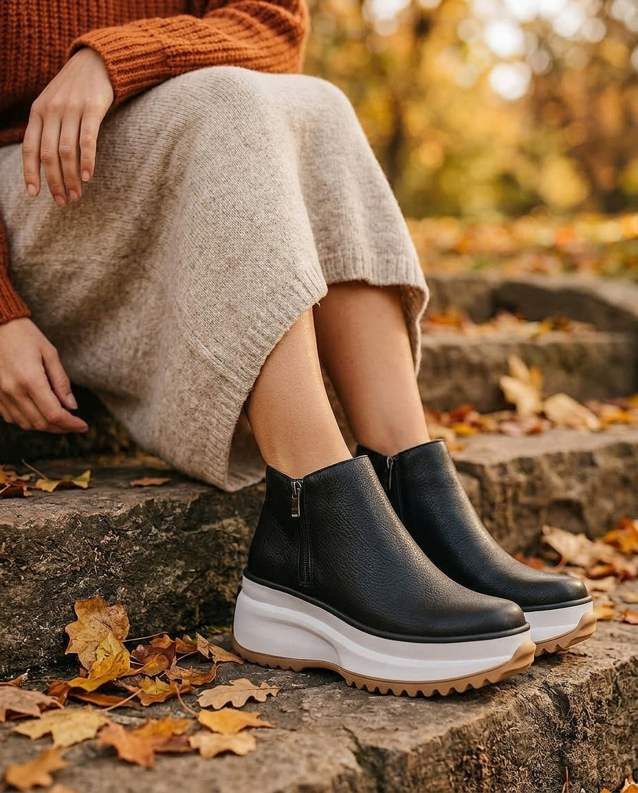Maverick Women's Leather Chunky Platform Ankle Boots