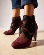 Gemma Women's Lace Mesh Block Heel Booties