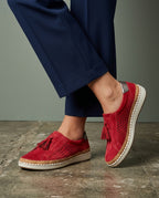 Marisela Women's Perforated Suede Tassel Slip On Sneakers