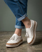 Marisela Women's Perforated Suede Tassel Slip On Sneakers