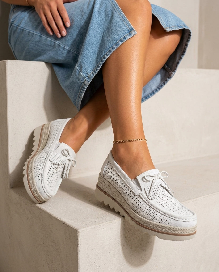 Isla Women's Suede Tassel Platform Lug Sole Loafers