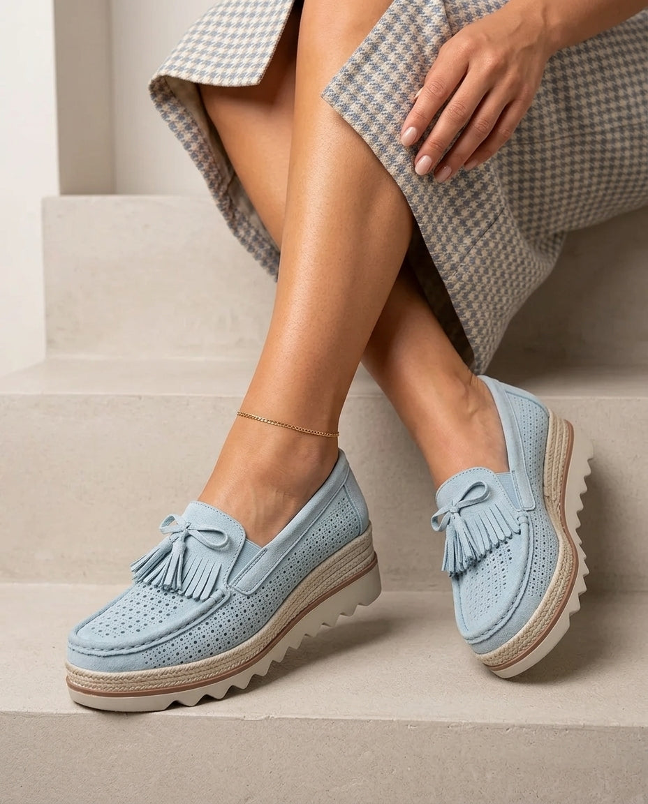 Isla Women's Suede Tassel Platform Lug Sole Loafers