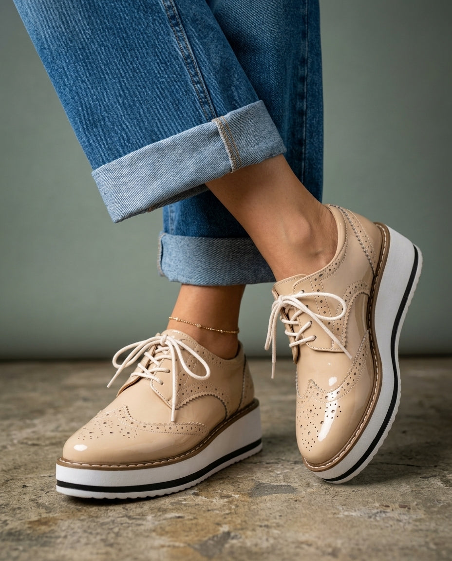 Marlowe Women's Patent Platform Oxfords