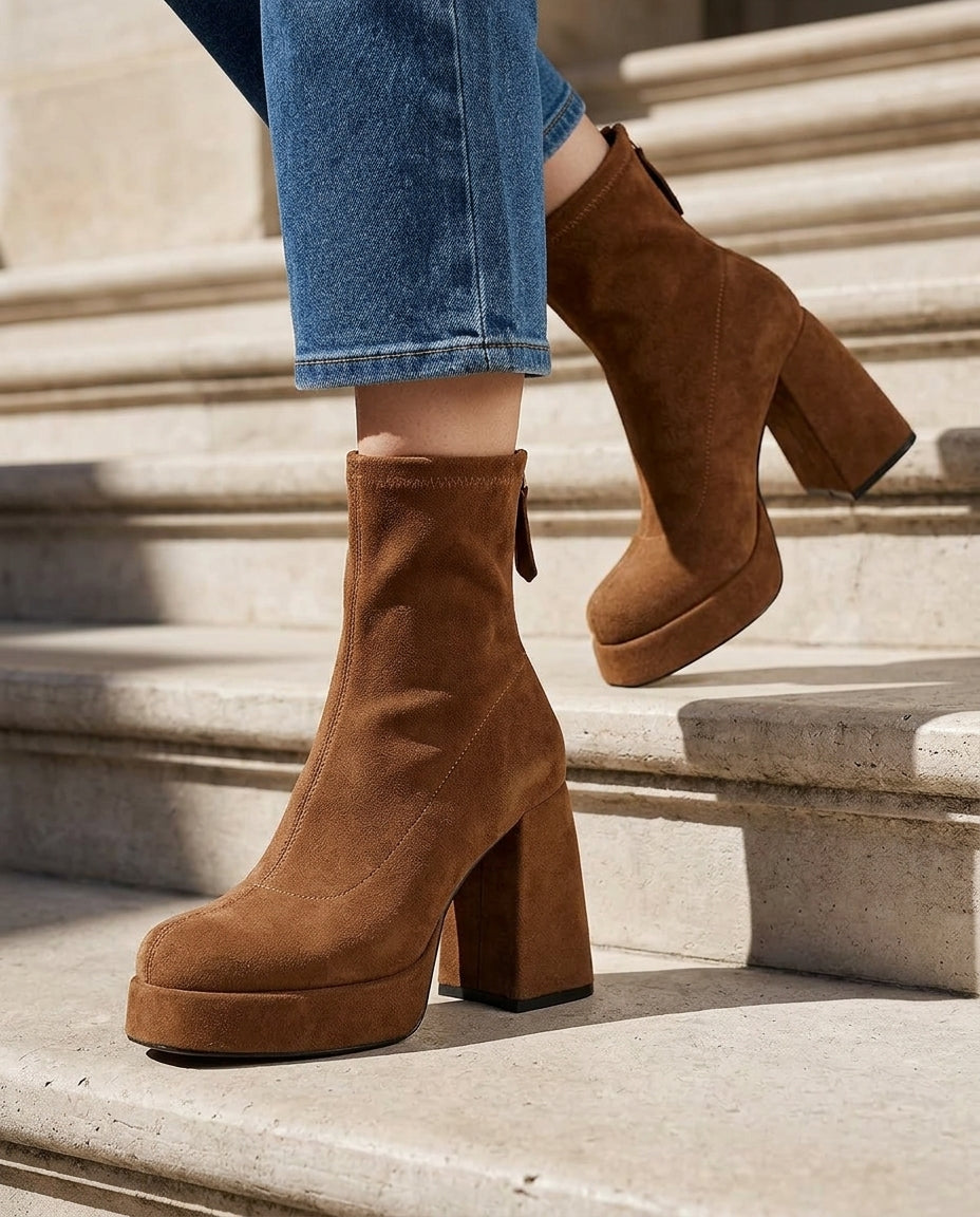 Sutton Women's Platform Block Heel Booties