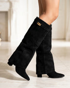 Kensington Women's Suede Fold Over Knee Boots