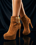 Bennett Women's Suede Buckle Platform Heels