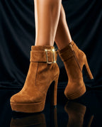Bennett Women's Suede Buckle Platform Heels