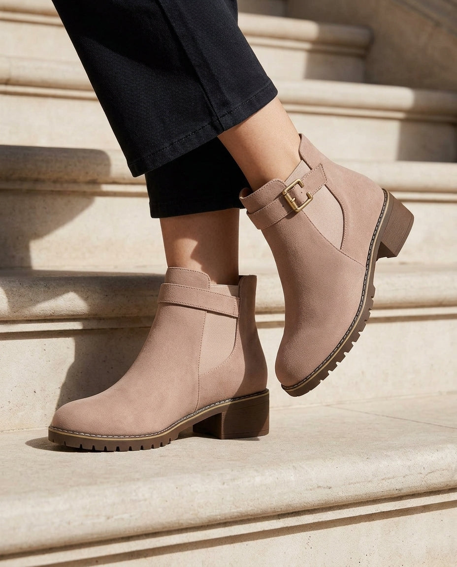 Kensington Women's Suede Buckle Chelsea Boots