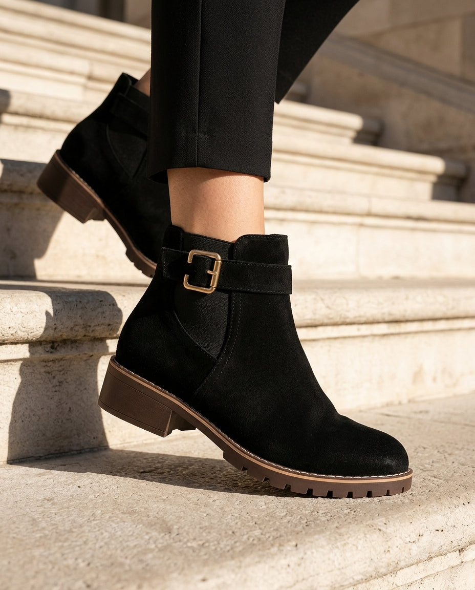 Kensington Women's Suede Buckle Chelsea Boots