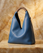 Genevieve Women's Leather Woven Handle Hobo Bag