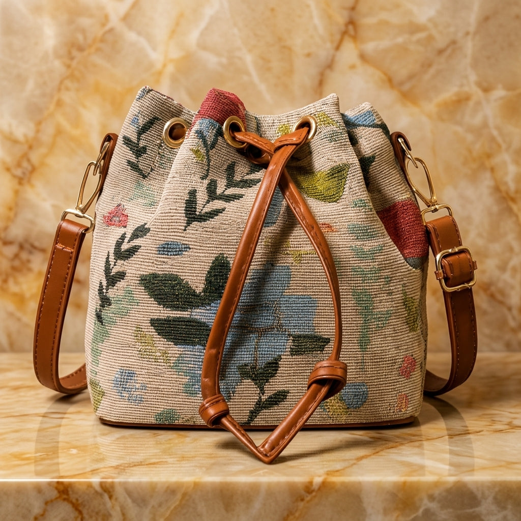 Delaney Women's Floral Tapestry Bucket Bag