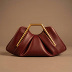 Vivienne Women's Pleated Gold Handle Clutch
