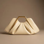 Vivienne Women's Pleated Gold Handle Clutch