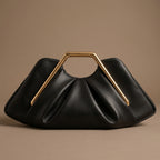 Vivienne Women's Pleated Gold Handle Clutch