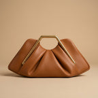 Vivienne Women's Pleated Gold Handle Clutch