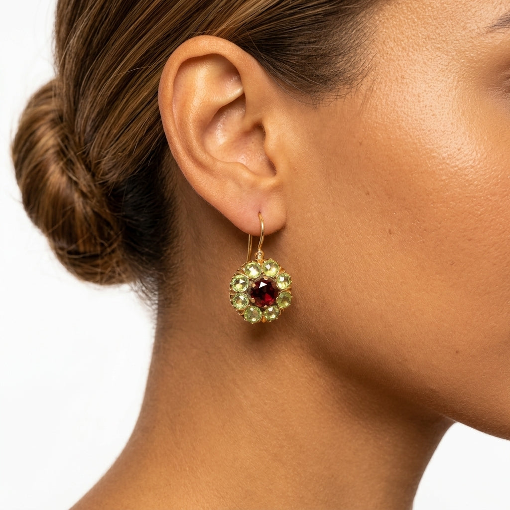 Genevieve Women's Floral Halo Crystal Earrings