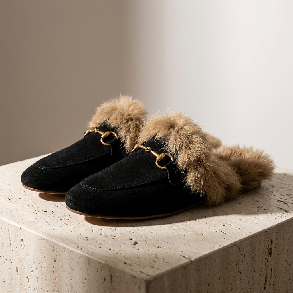 Marlowe Women's Fur Lined Suede Mules