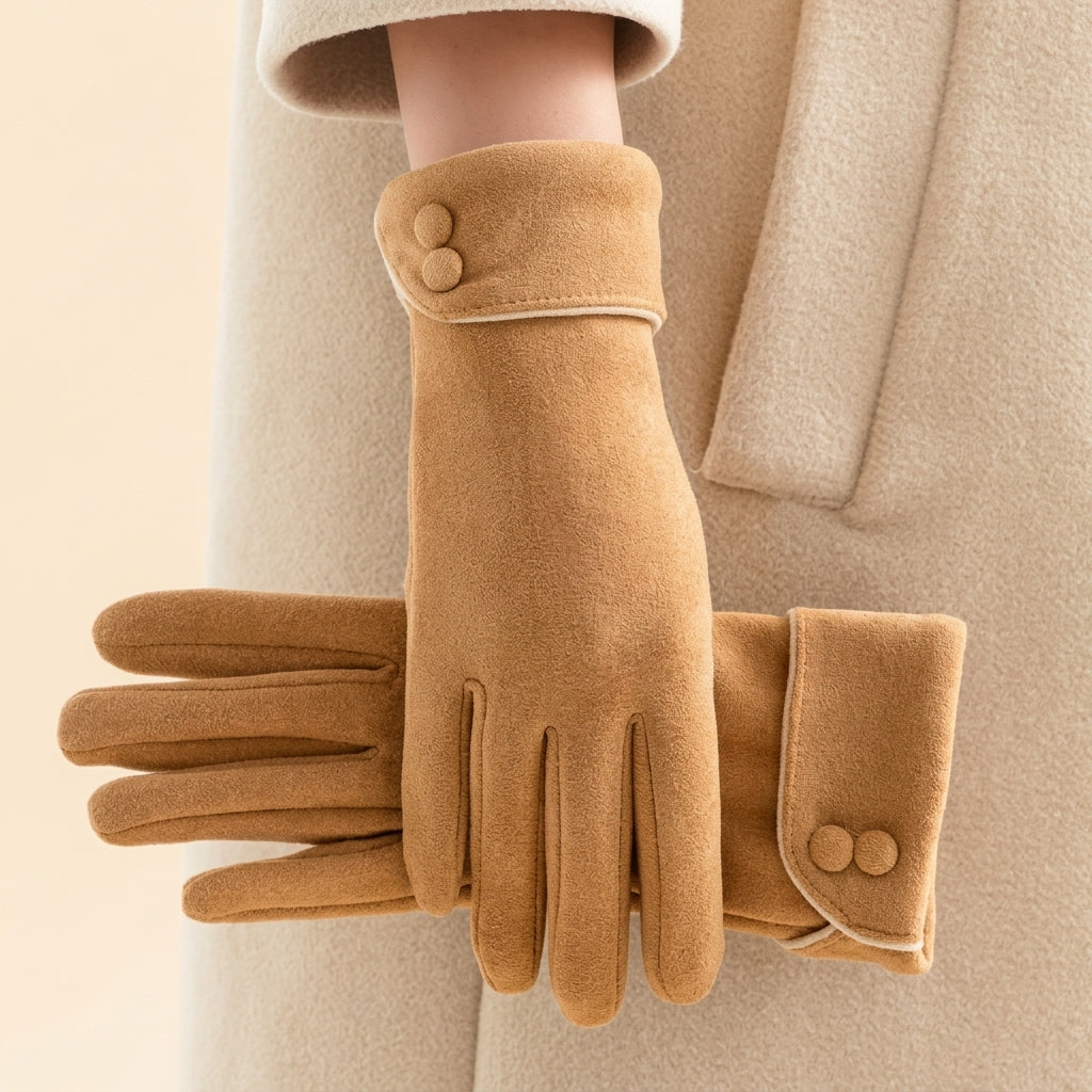 Everly Women's Wool Button Cuff Gloves
