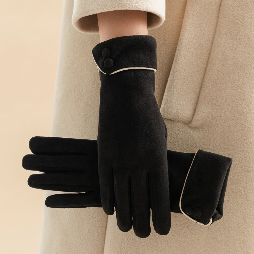 Everly Women's Wool Button Cuff Gloves