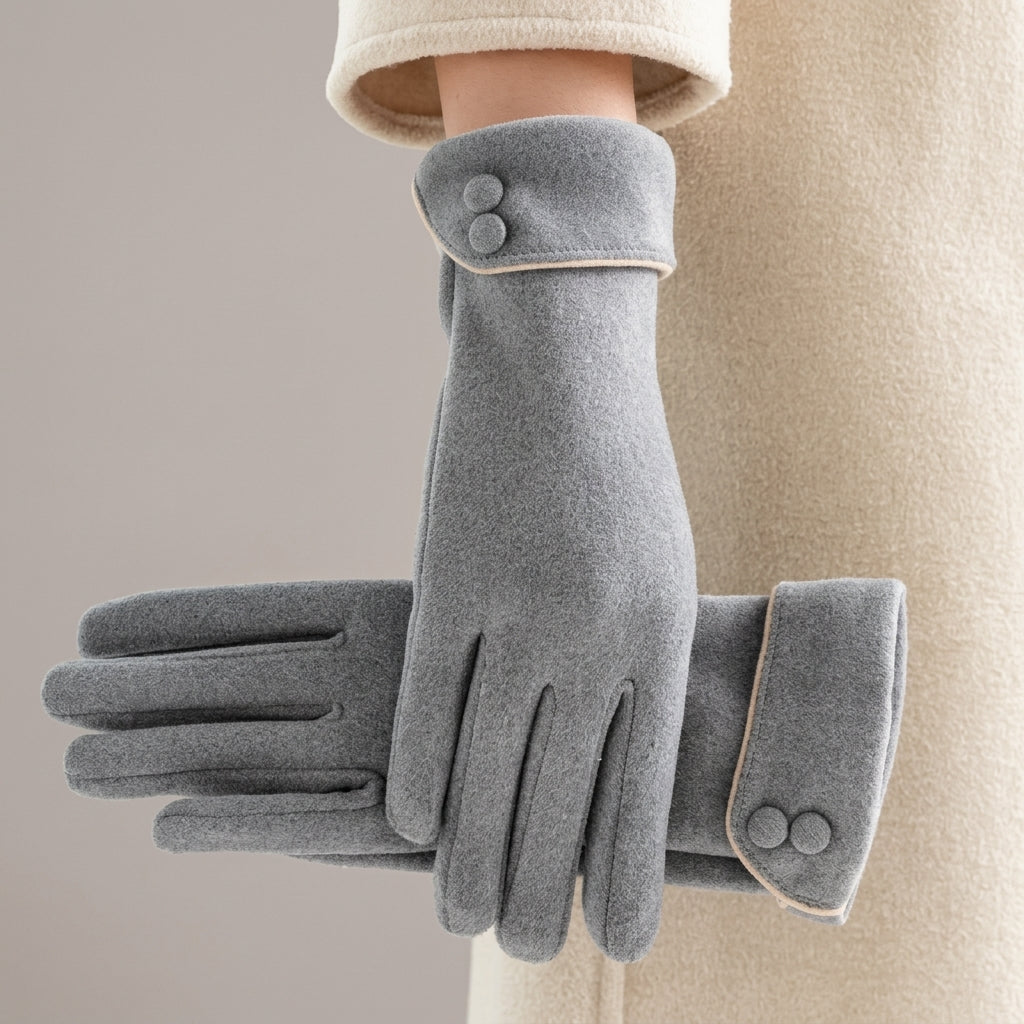 Everly Women's Wool Button Cuff Gloves