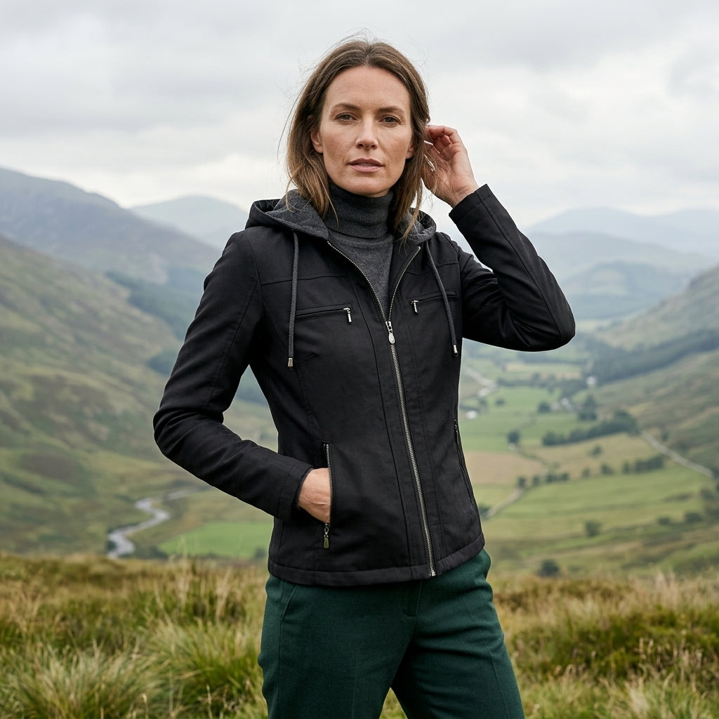 Sinclair Women's Leather Hooded Moto Jacket