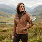 Sinclair Women's Leather Hooded Moto Jacket