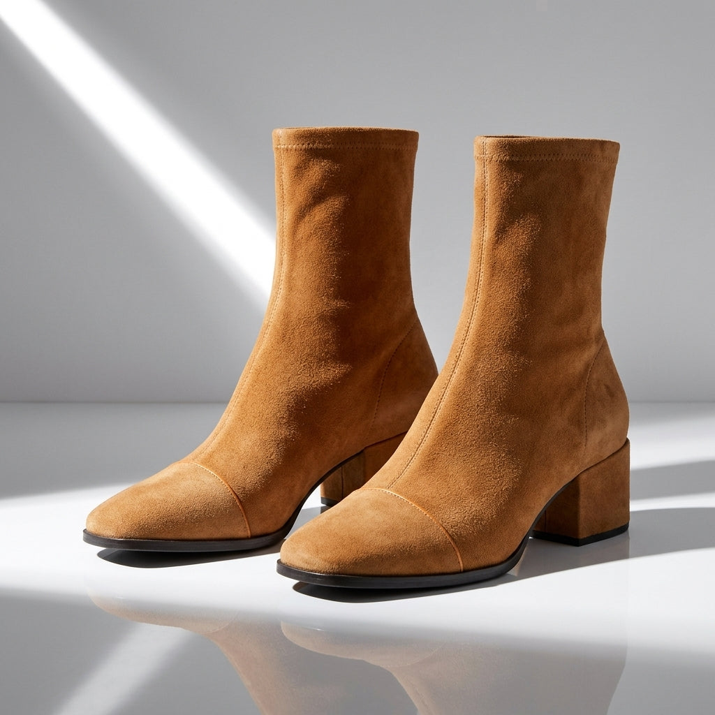 Collins Women's Suede Square Toe Ankle Boots