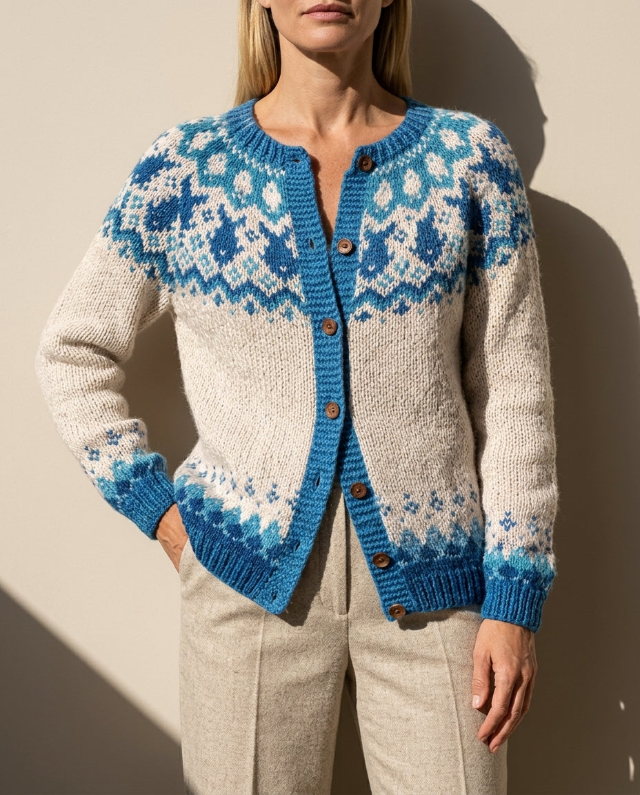 Aveline Jacquard Knit Cardigan Sweater