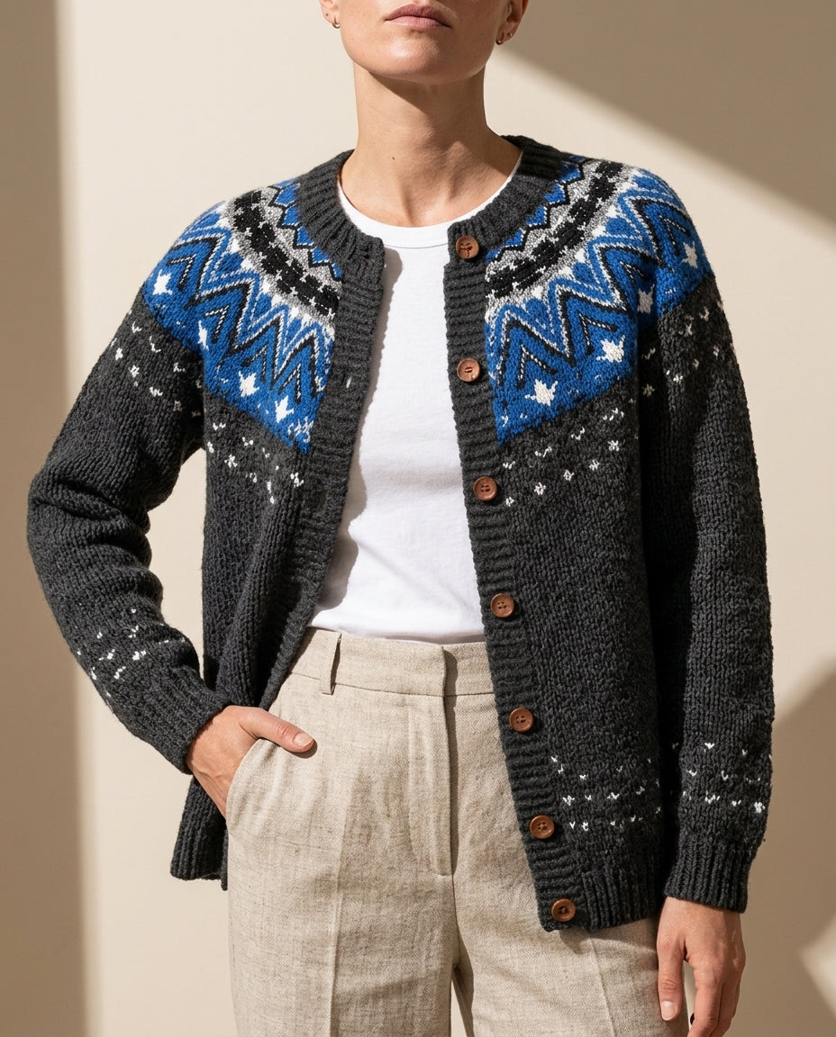 Aveline Jacquard Knit Cardigan Sweater