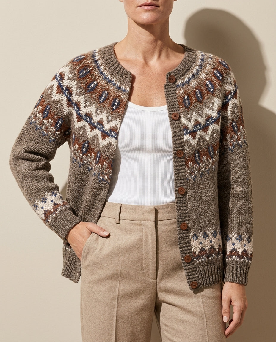 Aveline Jacquard Knit Cardigan Sweater