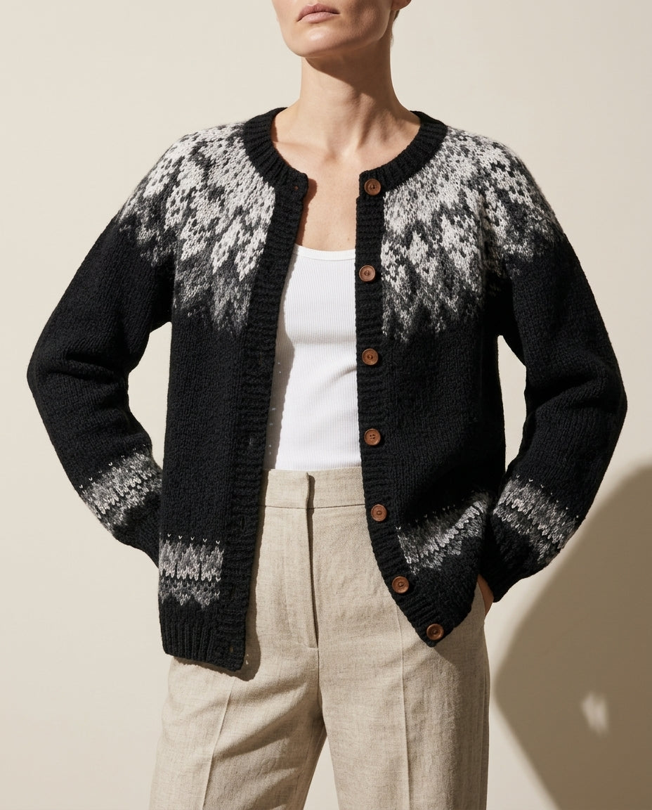 Aveline Jacquard Knit Cardigan Sweater