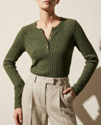 Vivienne Ribbed Long Sleeve Henley Top