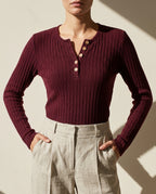 Vivienne Ribbed Long Sleeve Henley Top