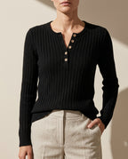 Vivienne Ribbed Long Sleeve Henley Top