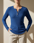 Vivienne Ribbed Long Sleeve Henley Top