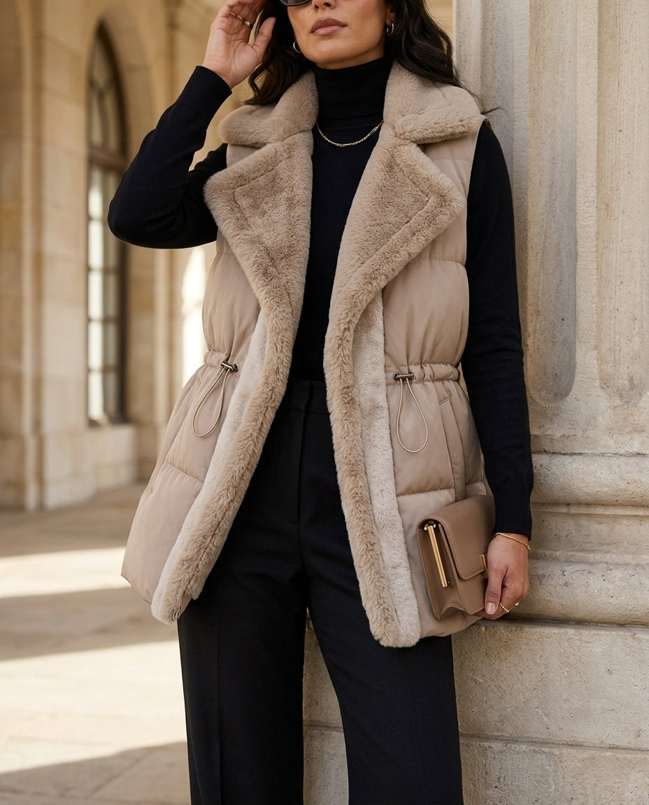 Gia Faux Fur Quilted Puffer Vest