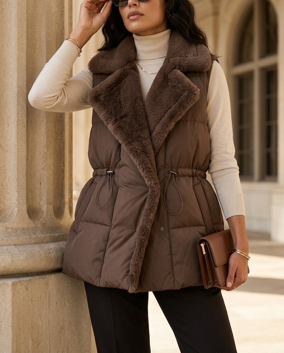 Gia Faux Fur Quilted Puffer Vest
