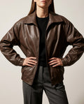 Seraphina Oversized Faux Leather Bomber Jacket