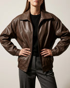 Seraphina Oversized Faux Leather Bomber Jacket