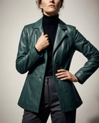Valeria Tailored Lambskin Leather Blazer Jacket