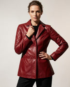 Valeria Tailored Lambskin Leather Blazer Jacket