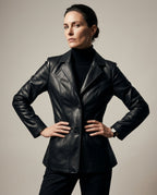 Valeria Tailored Lambskin Leather Blazer Jacket
