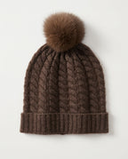 Soren Cable-Knit Cashmere Pompom Beanie