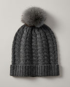 Soren Cable-Knit Cashmere Pompom Beanie