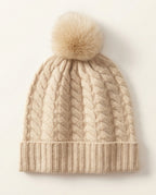 Soren Cable-Knit Cashmere Pompom Beanie