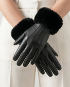 Adeline Leather Fur Gloves for Winter