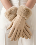 Adeline Leather Fur Gloves for Winter