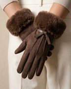 Fenella Suede Fur Gloves for Winter