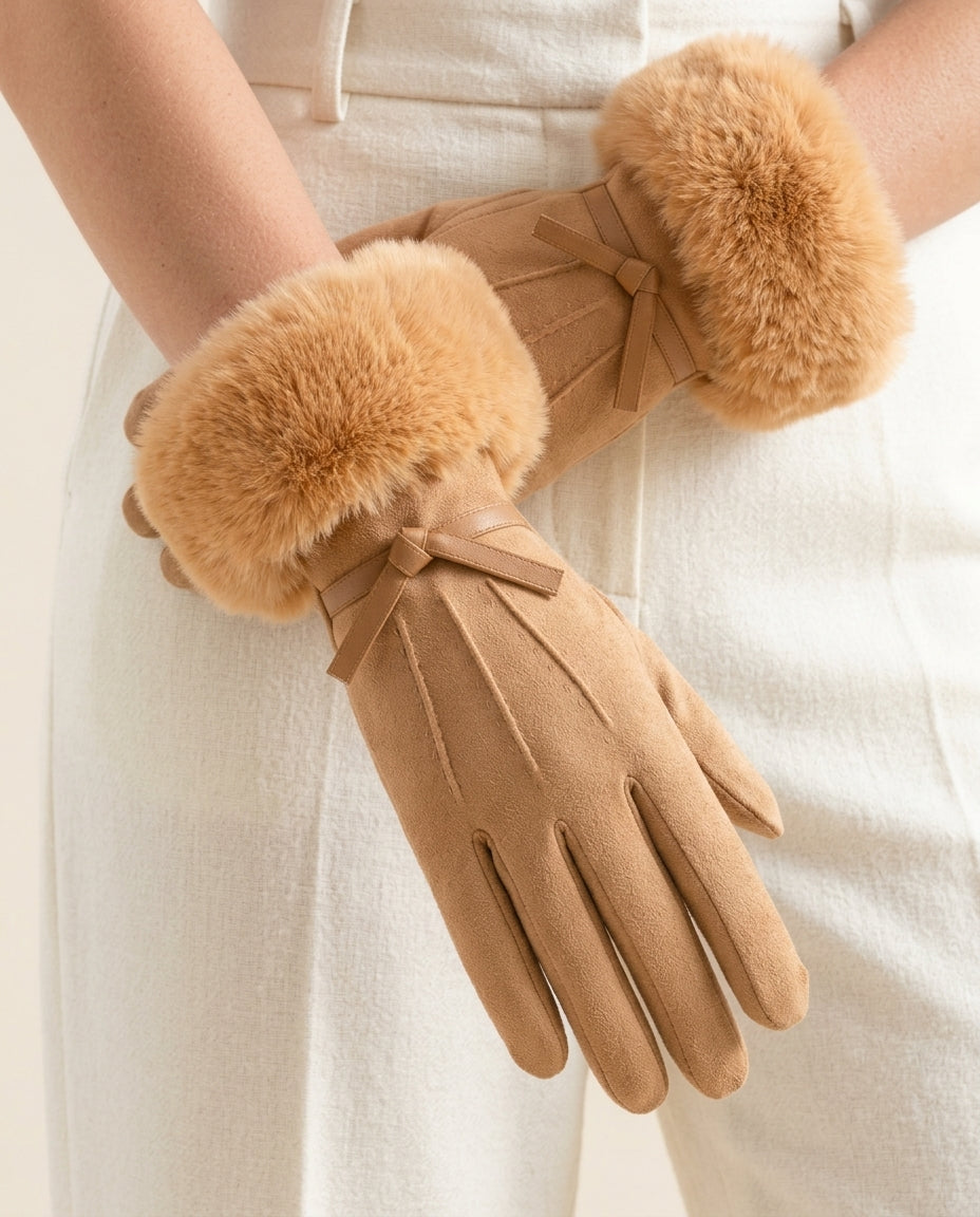 Fenella Suede Fur Gloves for Winter