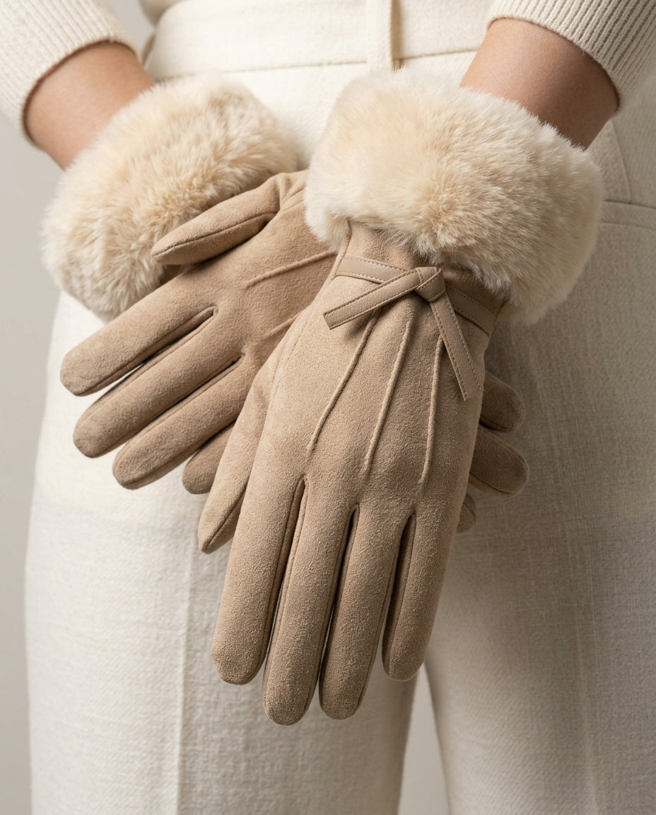 Fenella Suede Fur Gloves for Winter